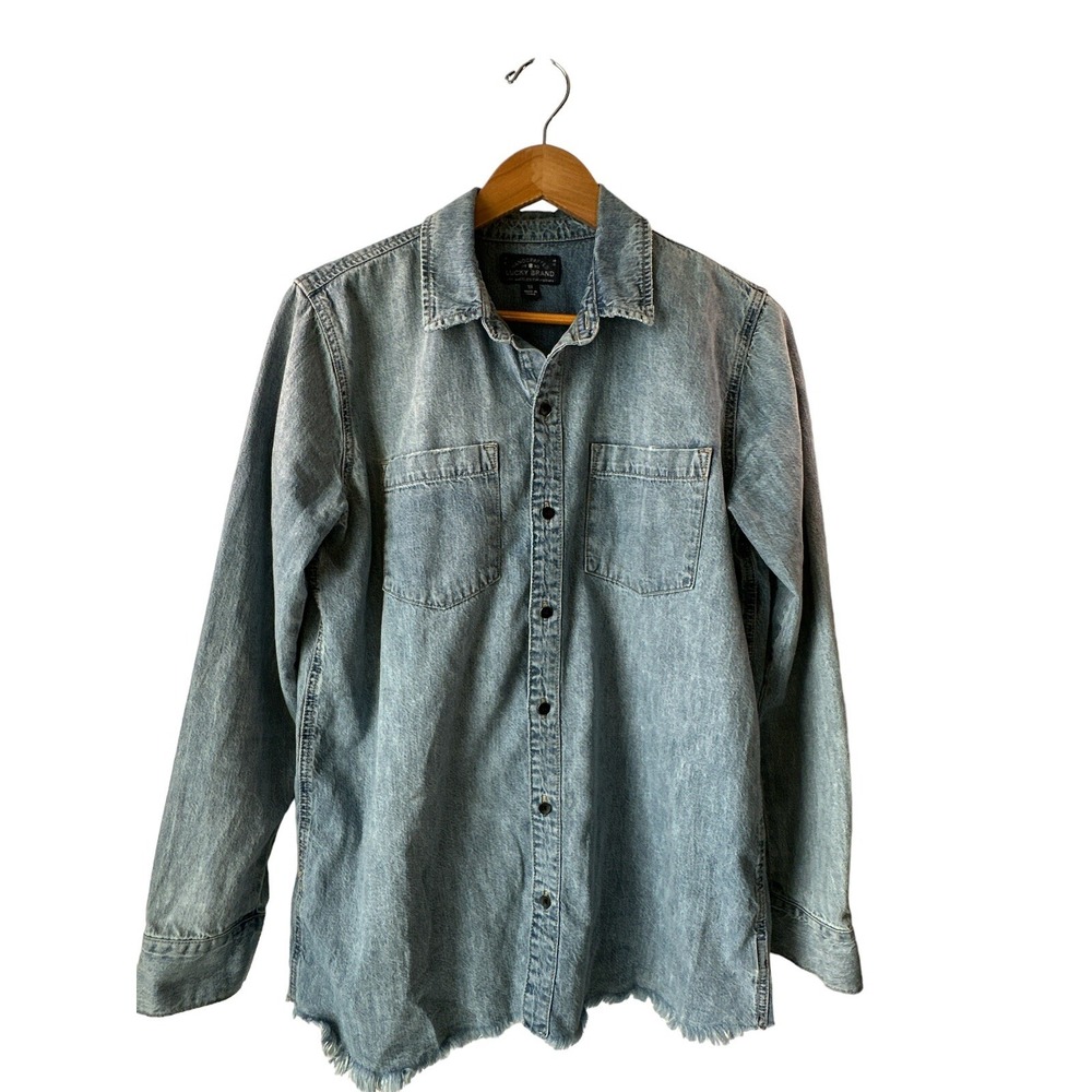 Lucky Brand Handcrafted 1990 LA California Mens Heavy Denim Shirt Size Medium